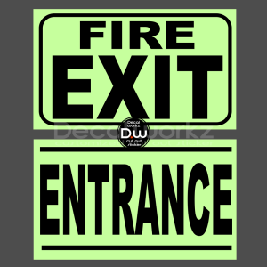 Fire Exit Entrance Large Luminous background Glow in the Dark black Cut Out Sticker in 3mm Sintra