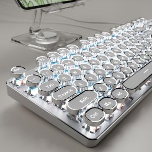 ✨SG STOCK✨EWEADN TK100 Typewriter Mechanical Keyboard Wired RGB 104 Keys Removable Keycaps Office Gaming