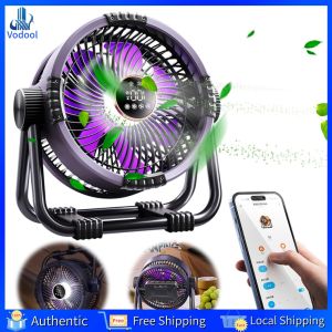 [Vodool Home Mall] Portable Camping Fan with LED Lantern Outdoor Tent Fan 20000mAh Rechargeable Battery Powered Fan Camping Gear for Picnic Fishing