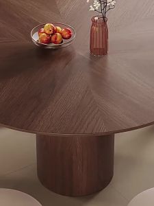 Dining Table Chair Combination Solid Wood Round Table R Walnut Household Small Apartment