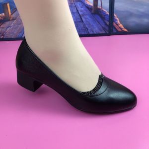 IELGY da mềm đế mềm vòng da đầu Giày phụ nữ gót trụ giản dị thoải mái làm việc