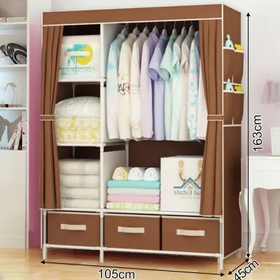 Large Fabric Wardrobe Clothes Storage Portable Closet with Dust-Proof Zipper (DIY Assembly)