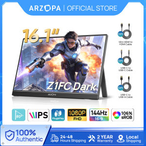ARZOPA 16.1 144Hz Z1FC Portable Gaming Monitor 1080P HDR with USB 3.1 HDMI Laptop Computer Monitor for Switch PlayStation Xbox PS5 Mac