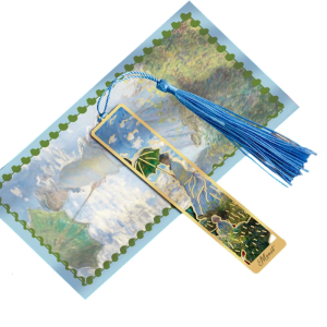 Oil Painting Metal Bookmarks with Tassels Hollow Flower Engraved Bookmarks Reading Aid for Book Lover Birthday Christmas