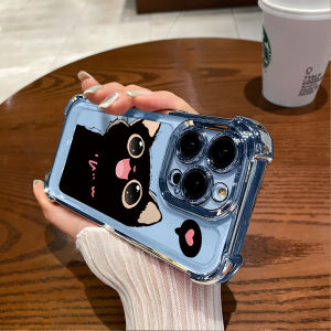 Hontinga Casing Case For OPPO Reno 8T Reno8 T Reno 8 8z 7 7z 6 5 Pro 5G 4G Case Black Cat Color Luxury Chrome Plated Soft TPU Phone Case Shockproof Anti Gores Rubber Cases Softcase For Girls