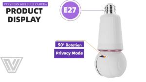 Bulb Surveillance IP Camera Night Vision Wireless Home Wifi Camera with two way Audio & Speaker LED light