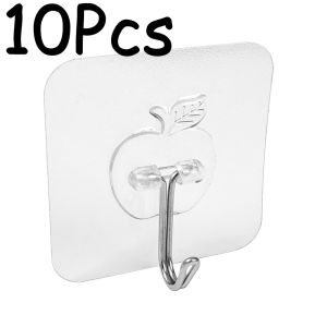 【On Sale】10Pcs Strong Transparent Wall Hooks Hanger for Kitchen Bathroom
