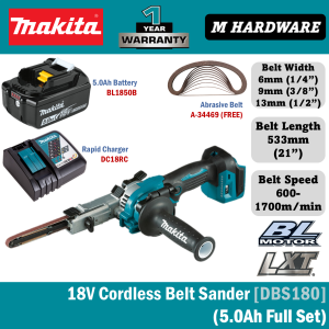 MAKITA 18V Cordless Belt Sander 9 mm x 533 mm (3/8" x 21") DBS180Z / DBS180