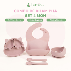Combo ăn dặm Bé Khám Phá Lumicare - Set 4 món - Hồng