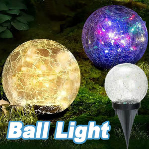 Solar Globe Lights Outdoor Waterproof Glass Crack Light Lawn Garden Yard Lamp Lampu Raya Decoration