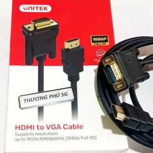 Cáp HDMI ra VGA UNITEK hỗ trợ độ phân giải lên đến 1920x1080 60Hz (1080p Full HD)