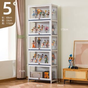 3/4/5 Layers Display Cabinet Acrylic Glass Bamboo 4-sided Transparency Organizer Kitchen Cabinet