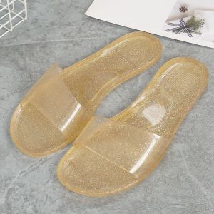 [Free Shipping] New Summer Crystal Slippers Fashionable Flat-Soled Home Bathroom Indoor And Outdoor Wear Non-Slip Odor-Resistant Transparent One-Strap Design