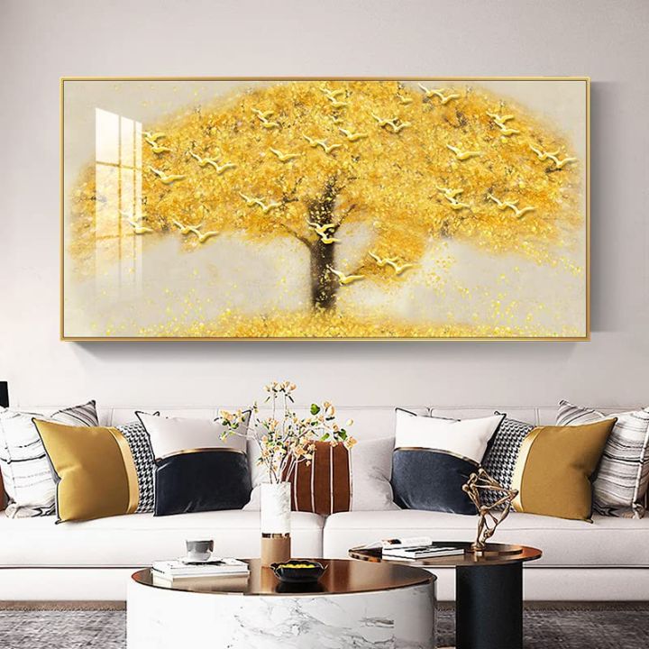 Yellow Gold Money Tree for Living Room Decoration Painting Rich Tree ...