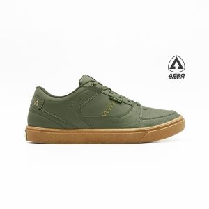 Aerostreet 36-45 Hoops Low Gum Olive Olive - Sepatu Sneakers Casual Pria Wanita Aero Street