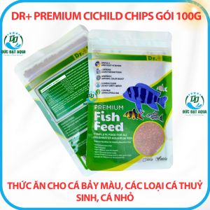 Thức ăn cá bảy màu các loại cá thuỷ sinh cá biển gói 100g Dr+ Premium Cichild Chips không đục nước