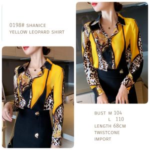 CNY0198 Shaniece Redleo Import / Blouse Wanita / Atasan Import Wanita / Baju Fashion Wanita / 0198 Shanice Yellow Leopard Shirt