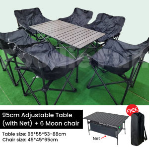Foldable Portable Outdoor Camp Picnic Table Set With Chair 7 piece/Set Meja Kerusi untuk Perkhemahan