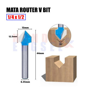 Mata Profil Kayu V GROOVING BIT AST 1/4" x 1/2 AST V GROOVE 12mm Mata Router V Type Slotting Cutter Bit