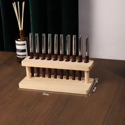 BESTOURO 4/10 Khe cắm Giá đỡ bút gỗ Đa chức năng Kho lưu trữ văn phòng phẩm Giá đỡ bút gỗ óc chó Phong cách cổ điển Sắp xếp bàn làm việc Hộp đựng bút Sử dụng văn phòng