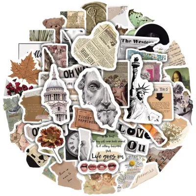 xs533-50 pcs British literary retro graffiti waterproof sticker