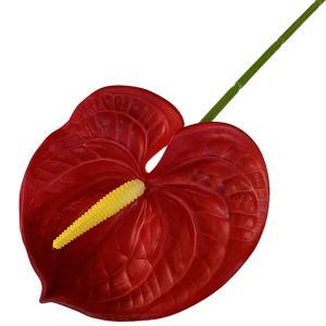 WCYC Multicolor Artificial Small Anthurium Soft Rubber 60cm Faux Red Palm  Photo Props Fake Flower Home Decoration