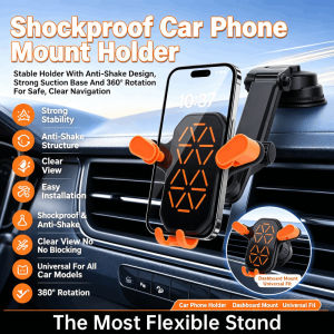 Car Phone Holder Dashboard Universal Foldable Phone Mount Suction Cup Adjustable 360° Rotatable Mobile Phone Stand