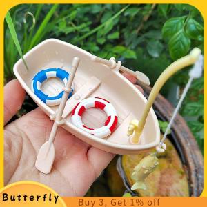Butterfly โมเดลเรือหาปลาพลาสติกสำหรับเด็ก เรือของเล่นจำลองขนาดเล็กของขวัญสำหรับเด็ก1ชุดเรือตกปลาขนาดเล็ก