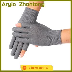 Aryio ถุงมือไนลอนแบบสัมผัสระบายอากาศได้ครึ่งนิ้วเต็มนิ้วถุงมือทำงานกลางแจ้งถุงมือบางสำหรับล่าสัตว์ยิง