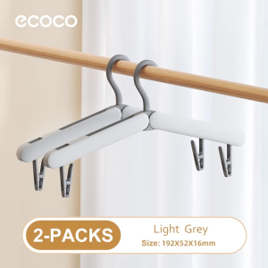 Ecoco Foldable Clothes Hanger with Clips Travel Drying Rack Portable Lightweight  Non-Slip Plastic