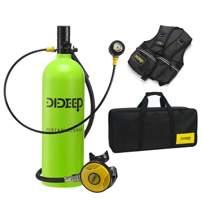 DIDEEP Scuba Tank 2L Mini Scuba Diving Tank Equipment Kit Support About 30-40 Minutes Underwater Breathing Dive Portable Lungs for Backup Air Source Underwater Exploration
