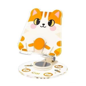JING 360° Rotatable Animal Phone Stand Foldable Acrylic Desktop Phone Holder Cartoon Portable Cell Phone Holder Desktop Use