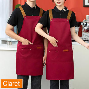 Canvas Apron Home Kitchen Waiter Workwear Apron With Pockets Waterproof and Oilproof Mens and Womens Apron