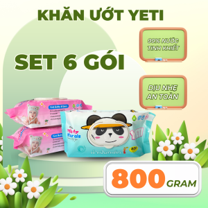 3 gói YETI Khăn Ướt Khổng Lồ 800g Vải Dày Mềm Mịn Thấm Hút Tốt Dành Cho Trẻ Sơ Sinh & Nhỏ