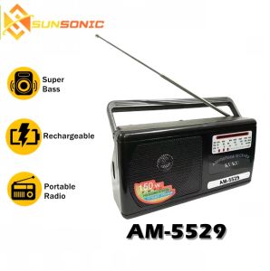 AM-5529 FM/AM/TV/SW Portable Radio High Sensitivity Antenna Rechargeable Speaker
