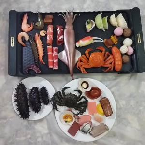 Girls Toys   Play House Toys   Miniature Simulation Food Finished   Cooking Set   Simulation Seafood Hot Pot Ingredients Model Ornaments Octopus Lamb Rolls Shrimp Crab Beef Balls Abalone Sea Cucumber   Decorative Ornaments   Girl Gift