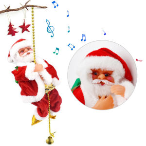 Santa Claus Climbing Beads Battery Operated Electric Climb Up and Down Climbing Santa with Light and Music Christmas Decoration