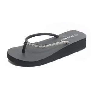 [Free Shipping] WomenS Summer Stylish Beach Sandals With Thick Soles Wedge Heels Rhinestone Embellishments And Non-Slip Soles