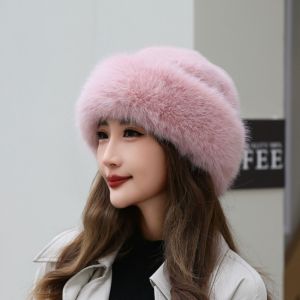 HOUMENG Fluffy Plush Beret Hat Imitation Fur Solid Color Wool Painter Hat Fashion Y2K Ear Protection Hat Ladies