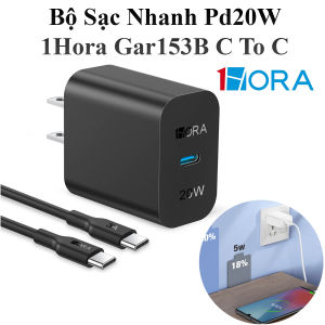 Bộ Sạc 1Hora Gar153 Pd 20W Type-C Kèm Dây Sạc 1M Sạc Nhanh Cho Điện Thoại Máy Tính Bảng