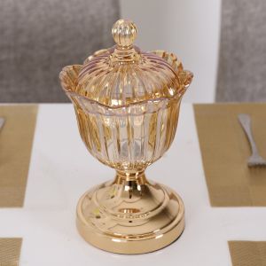 DT01-10 แก้วคริสตัลทอง พร้อมฝาปิด