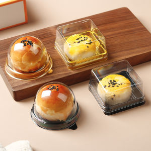 【50 pcs】 Mooncake Box Tray Container Mini Cake Box Round Square Bekas Kuih Bulan Kek 月饼托 月饼盒 雪媚娘 蛋黄酥 Bekas Kuih Bulan Kek