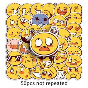 50pcs Cute Little Yellow Face Emoticon Waterproof Sticker Creative Cartoon Emoticon Pack Decal Notebook Mobile Phone Decorative Sticker