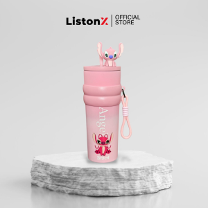 ListonX Premium Stitch & Angel Tumbler 710ml - SUS316 Stainless Steel BPA-Free Leak-Proof Hot & Cold with Straw & Strap