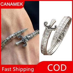 【CANAMEK】 Xu Hướng Cổ Điển Khắc Hoa Thanh Kiếm Vòng Đeo Tay Người Đàn Ông Của Phụ Nữ Cá Nhân Punk Phong Cách Phụ Kiện Bên Đồ Trang Sức Quà Tặng