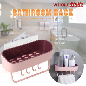 Bathroom Shelf Storage Wall Mounted Caddy Shower Basket Organizer Holder Rack / Rak Sudut Bilik Air