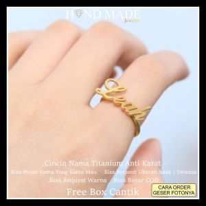cincin nama titanium anti karat anak dewasa cincin titanium wanita cincin titanium emas cincin anak nama aksesoris wanita cincin