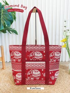 กระเป๋าถือผู้ชายลายช้าง ผ้าลินิน ดีไซน์คลาสสิก ขนาดใหญ่