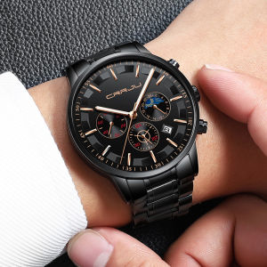 CRRJU Men Watches Top Brand Luxury Waterproof Quartz Chronograph Fashion Mesh Steel Watch Sport Clock (2260)