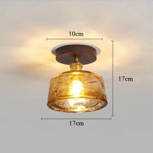 Japanese Glass Ceiling Lamp Wabi-Sabi Style Vintage Balcony Light/Corridor Light/ Entrance Aisle Ceiling Light Minimalist Walnut Bedroom Wood Ceiling Lights
